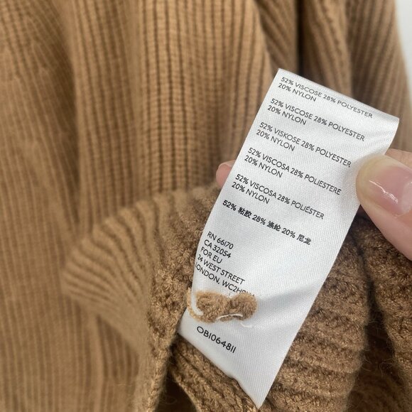 Anthropologie Size XS/S Petite Kali Poncho Sweater Brown Oversized Cable Knit - Picture 12 of 13